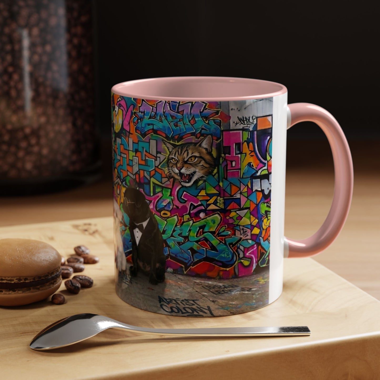 Graffiti Pets Coffee Mug — Colorful Street Art Dog & Cat Accent Mug (11/15oz)