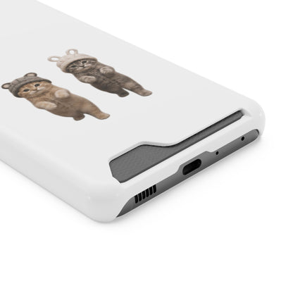 Kawaii Cats with Bear & Bunny  Cute Cat Duo Phone Card Case