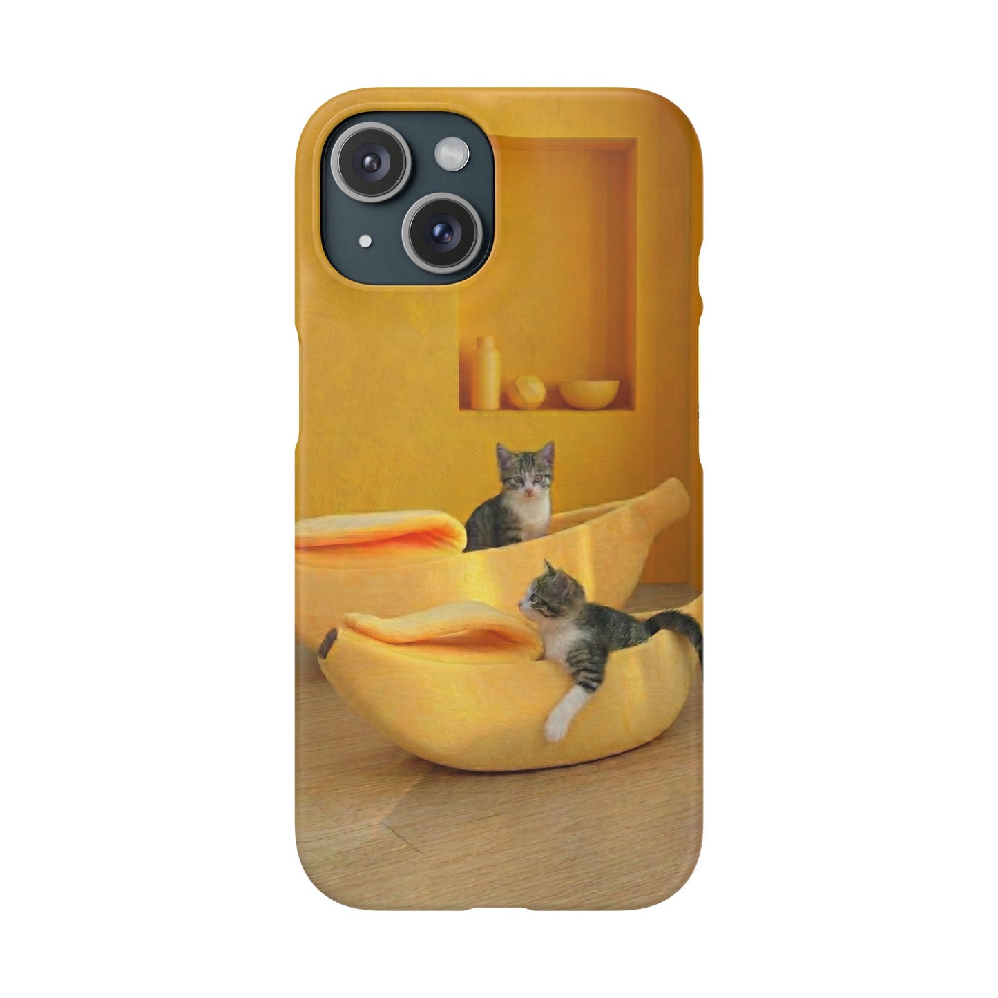 Cat Cozy Phone Case – Cute Kittens in Yellow Living Room Snap Case