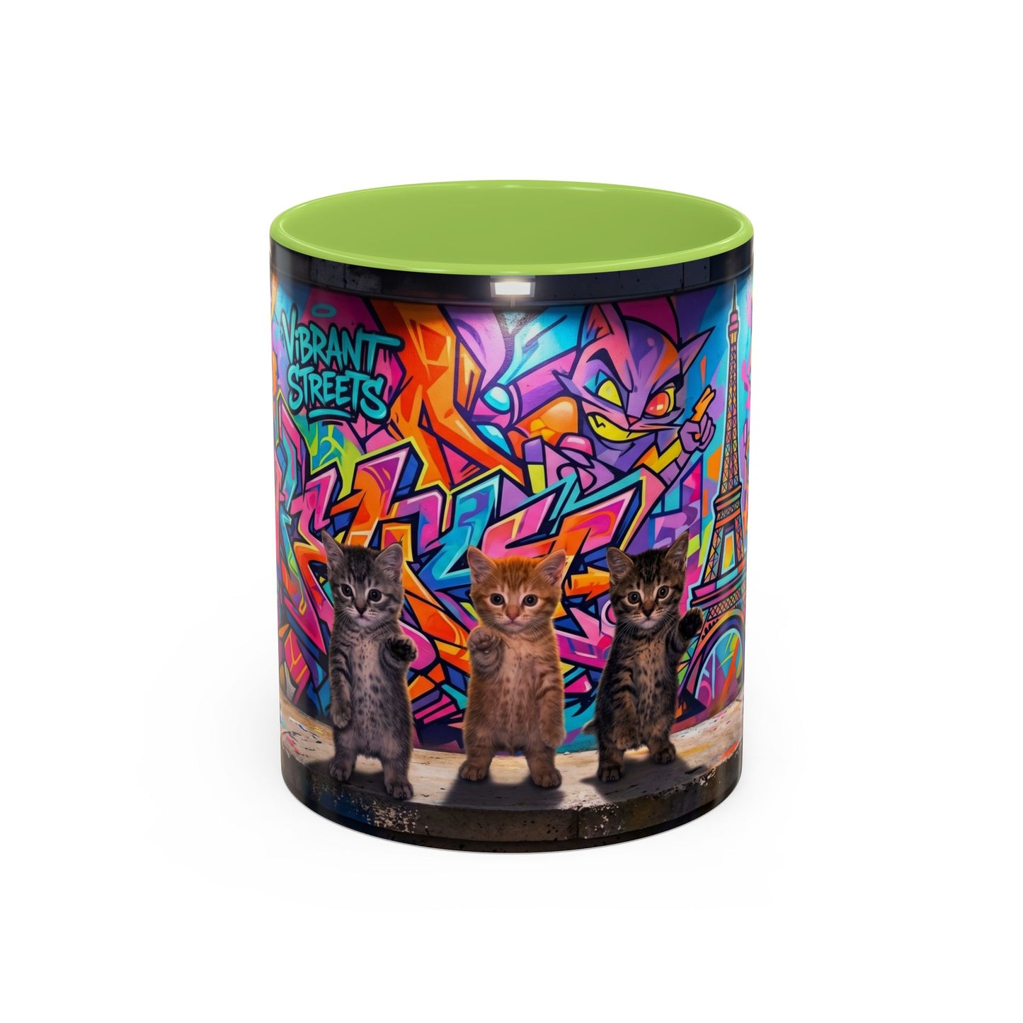 Street Kitties Graffiti Coffee Mug — Colorful Cat Art Accent Mug (11/15oz)