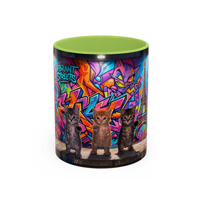 Street Kitties Graffiti Coffee Mug — Colorful Cat Art Accent Mug (11/15oz)