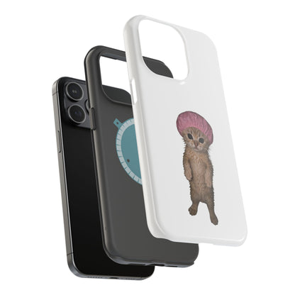 Cute Kitten in Shower Cap  Magnetic Impact-Resistant