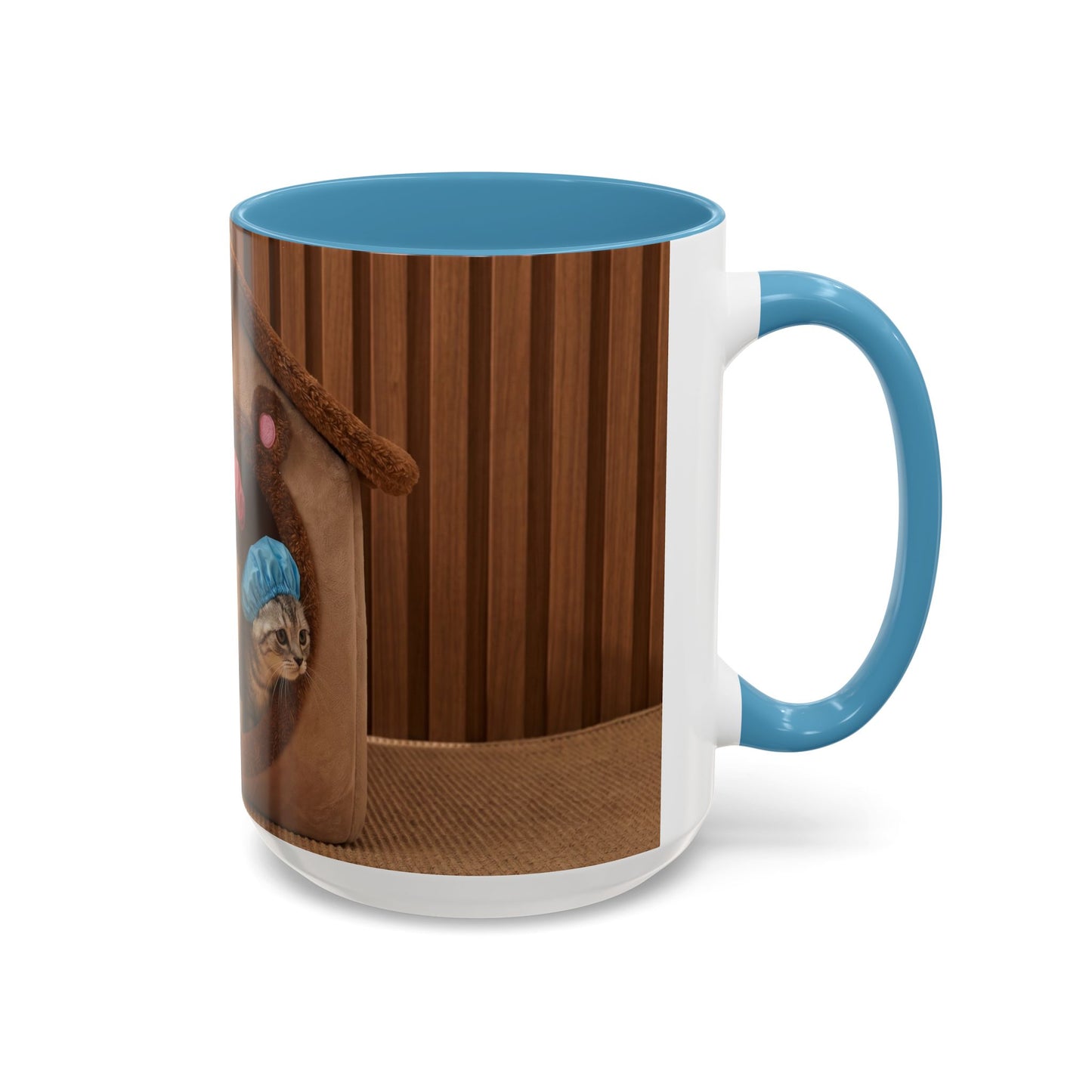 Cute Kittens in Shower Caps Accent Coffee Mug — Pink Interior 11/15oz