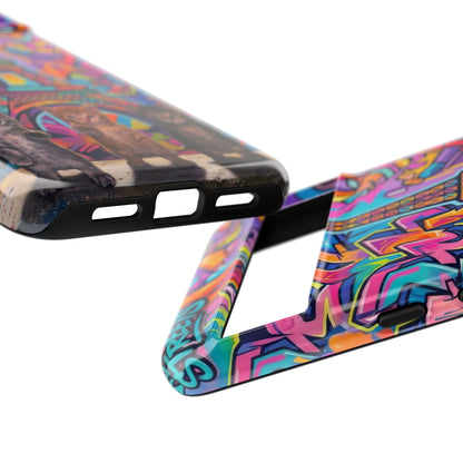 Cat Graffiti Eiffel Phone Case — Colorful Urban Parisian iPhone Cover