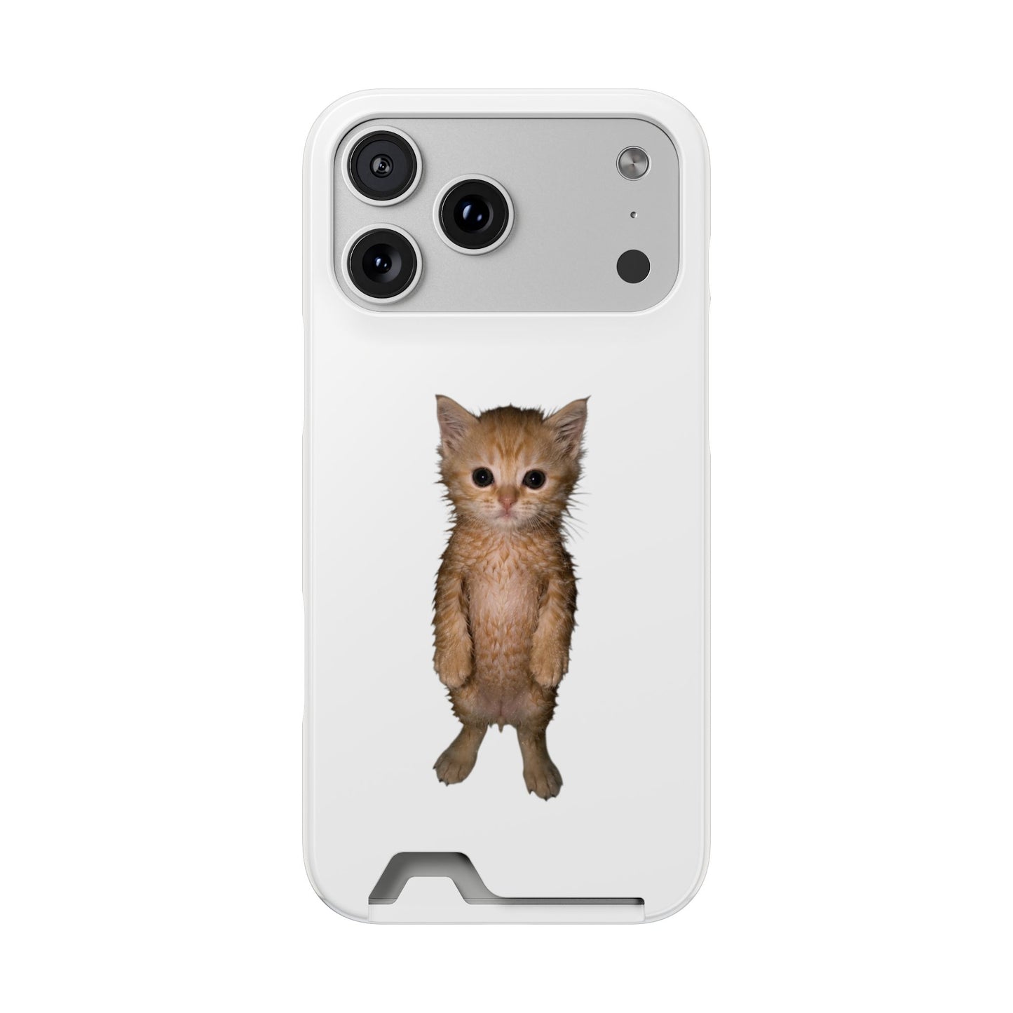 Cute Standing Kitten Phone Case with Card Holder
