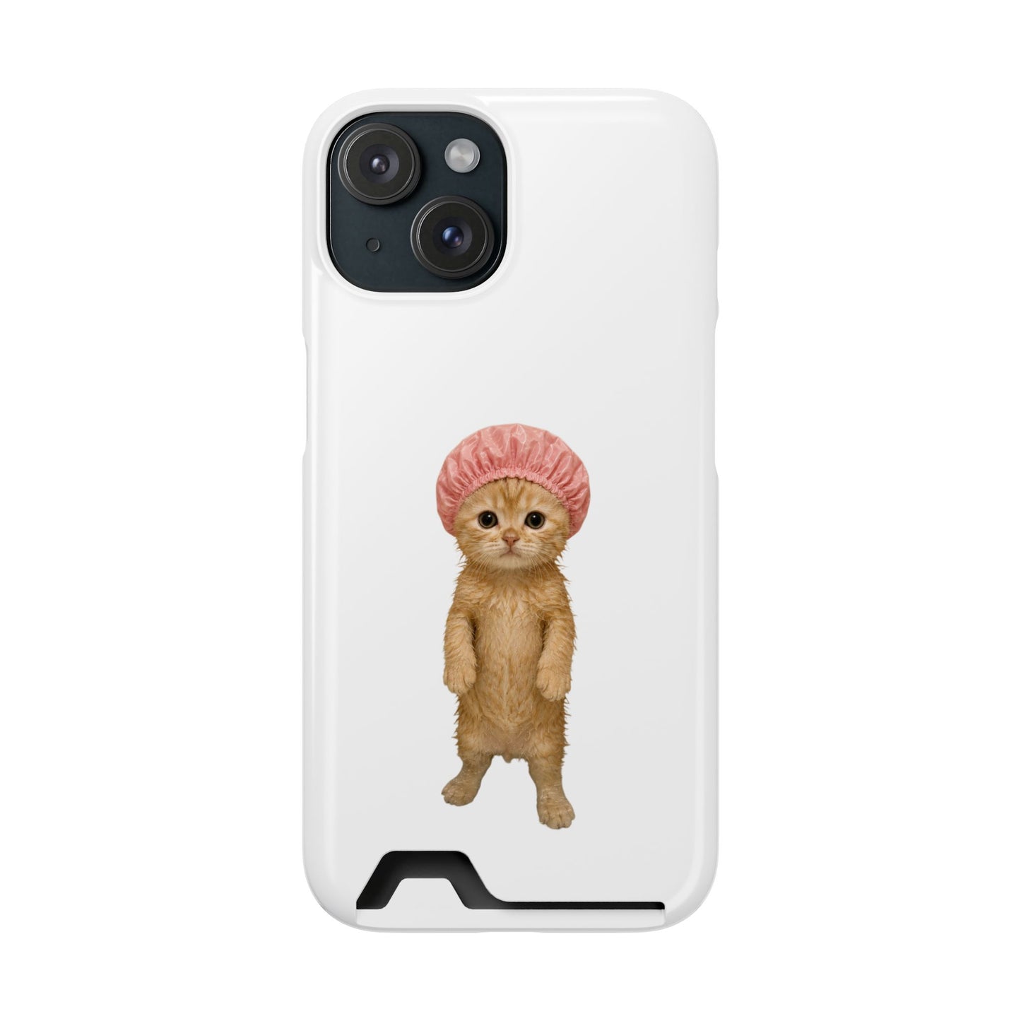 Cute Cat Shower Cap Phone Card Case