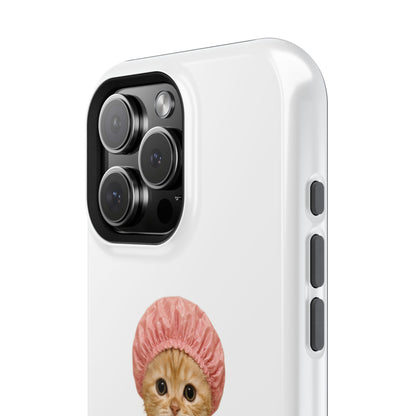 Cute Kitten in Shower Cap Magnetic Impact-Resistant Phone Case