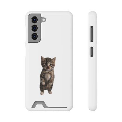 Cute Standing Kitten Phone Case with Card Holder