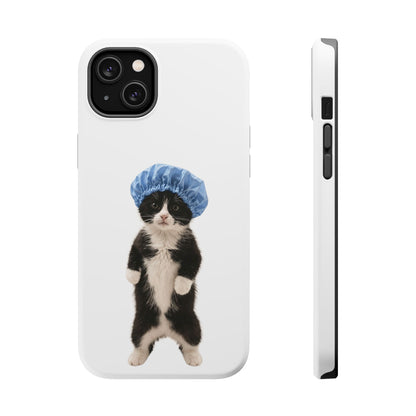 Cute Cat in Shower Cap Magnetic Impact-Resistant Phone Case