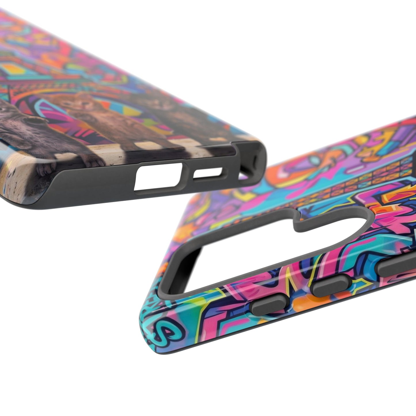 Cat Graffiti Eiffel Phone Case — Colorful Urban Parisian iPhone Cover