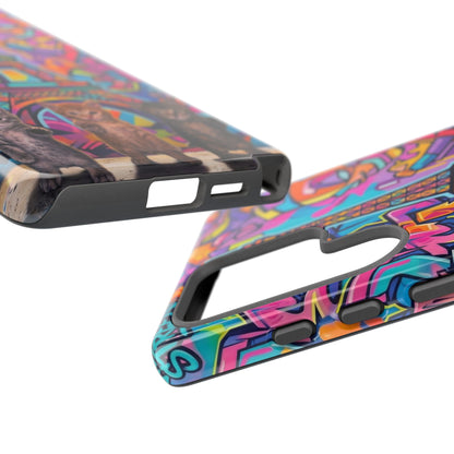 Cat Graffiti Eiffel Phone Case — Colorful Urban Parisian iPhone Cover