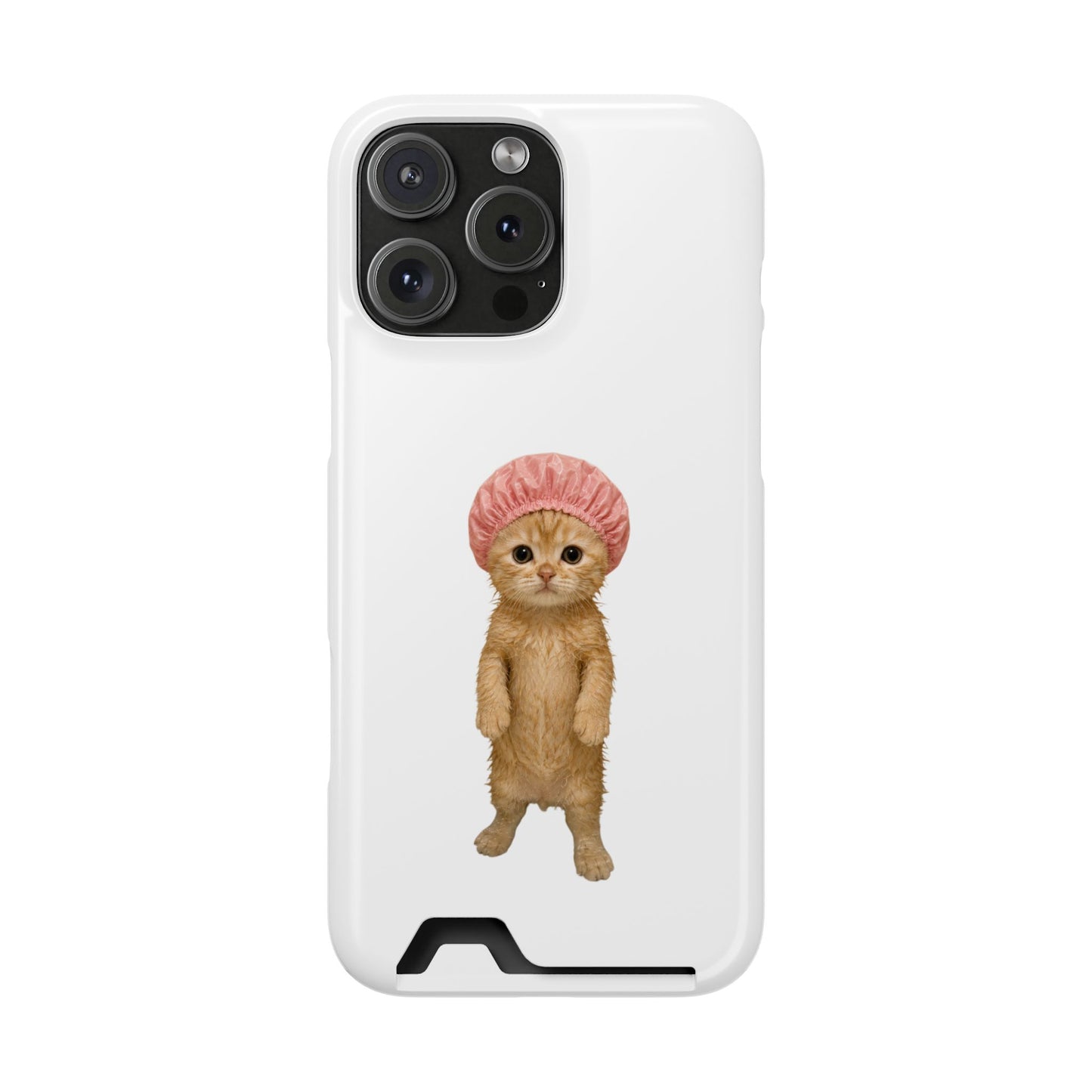 Cute Cat Shower Cap Phone Card Case