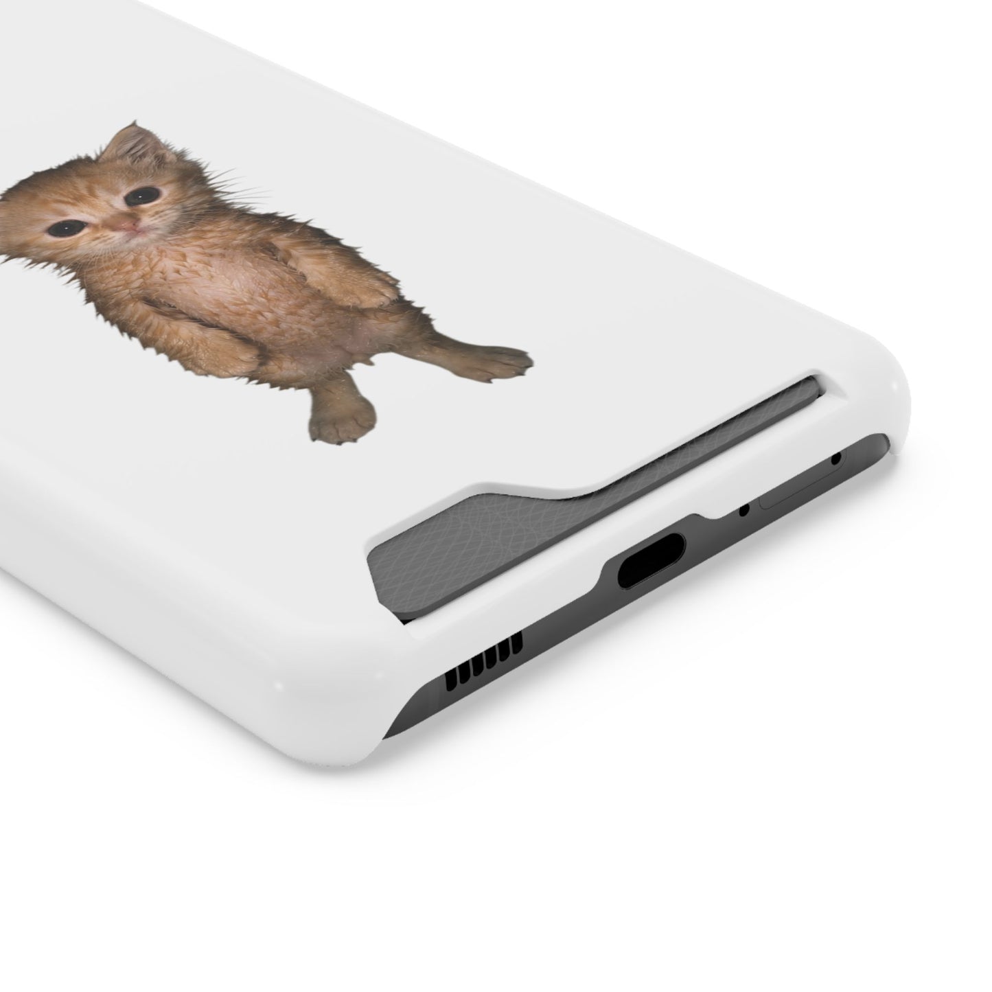 Cute Standing Kitten Phone Case with Card Holder