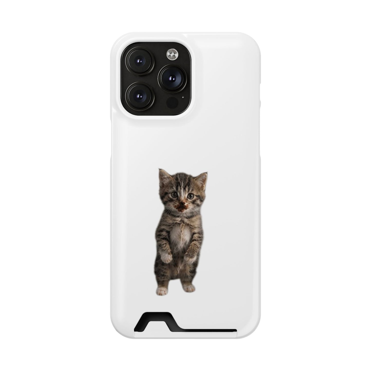 Cute Standing Kitten Phone Case with Card Holder