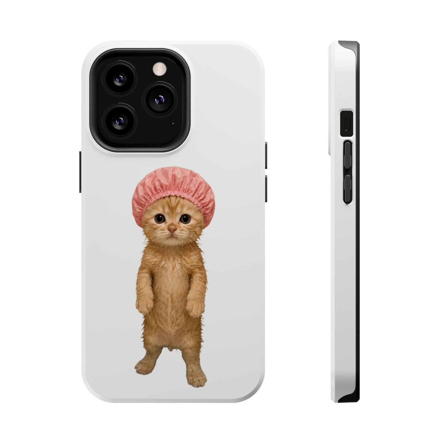 Cute Kitten in Shower Cap Magnetic Impact-Resistant Phone Case
