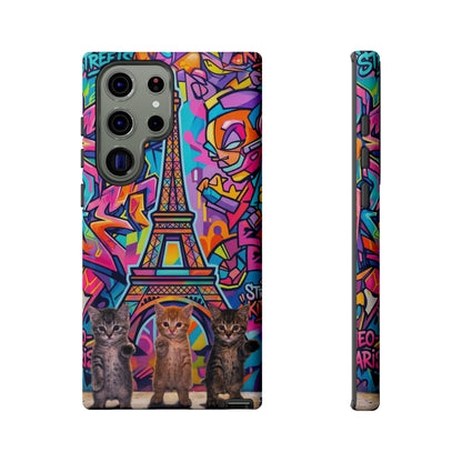 Cat Graffiti Eiffel Phone Case — Colorful Urban Parisian iPhone Cover