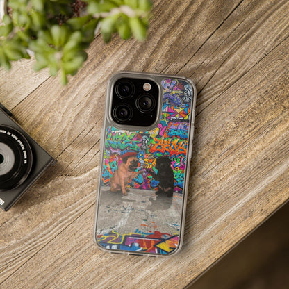 Clear Phone Case — Colorful Graffiti Pugs Design