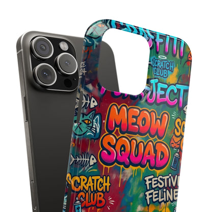Meow Squad Graffiti Phone Case — Colorful Cat Crew Slim Case