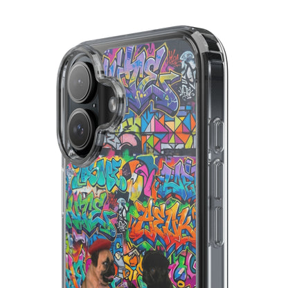 Clear Phone Case — Colorful Graffiti Pugs Design