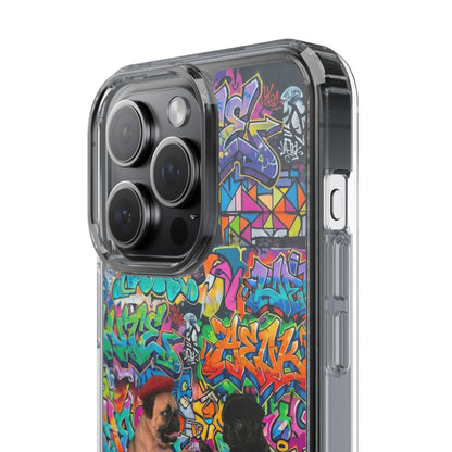 Clear Phone Case — Colorful Graffiti Pugs Design