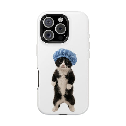 Cute Cat in Shower Cap Magnetic Impact-Resistant Phone Case
