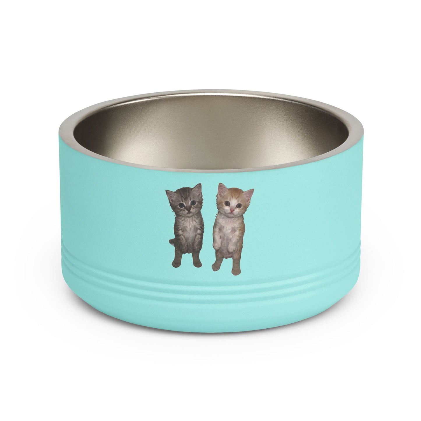 Duo Cute Cat Stainless Steel Pet Bowl — 18 oz