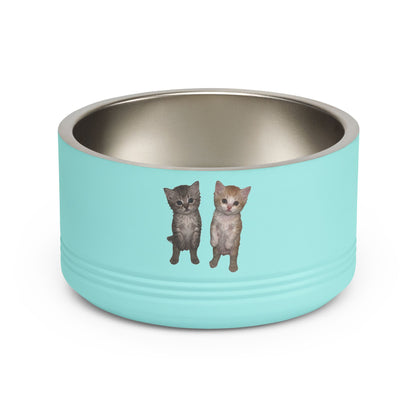 Duo Cute Cat Stainless Steel Pet Bowl — 18 oz