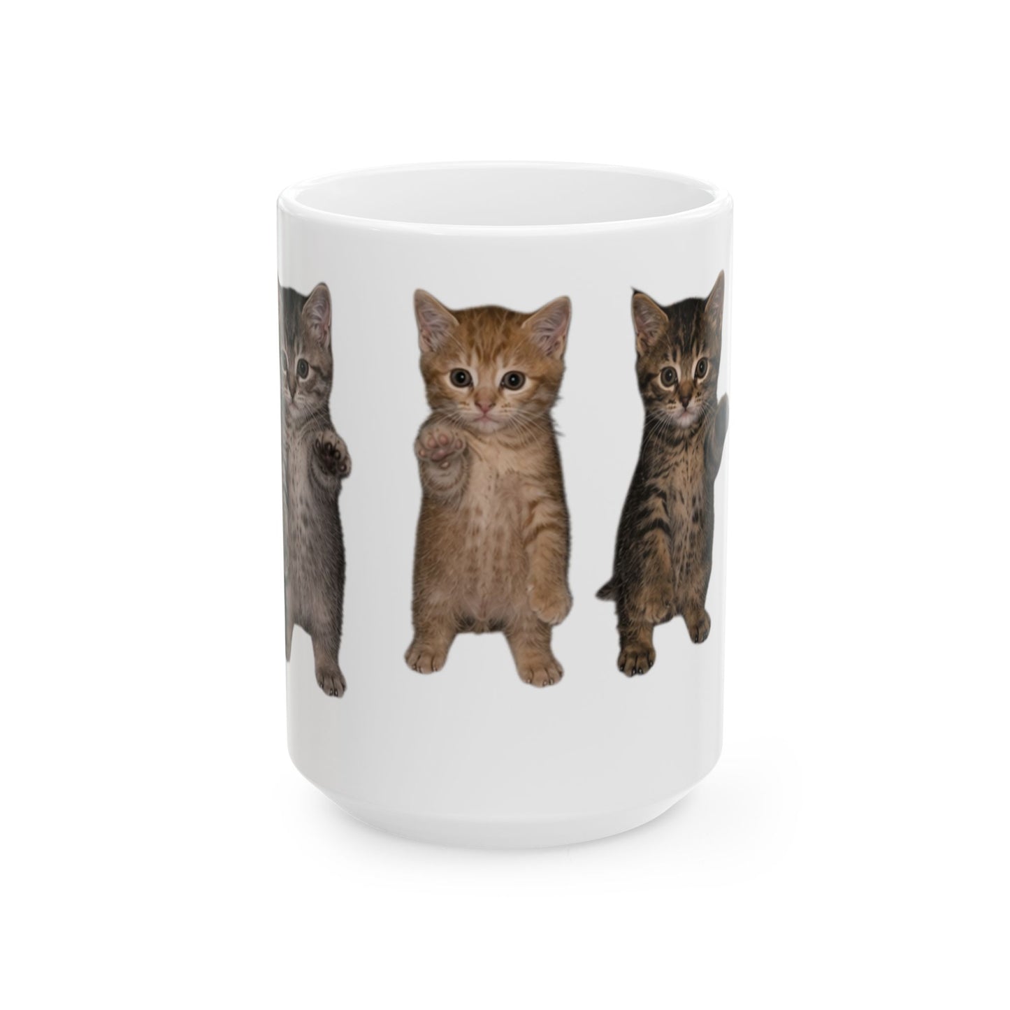 Cute Standing Trio Kittens Dancing Ceramic Mug  (11oz, 15oz)