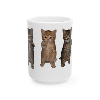 Cute Standing Trio Kittens Dancing Ceramic Mug  (11oz, 15oz)