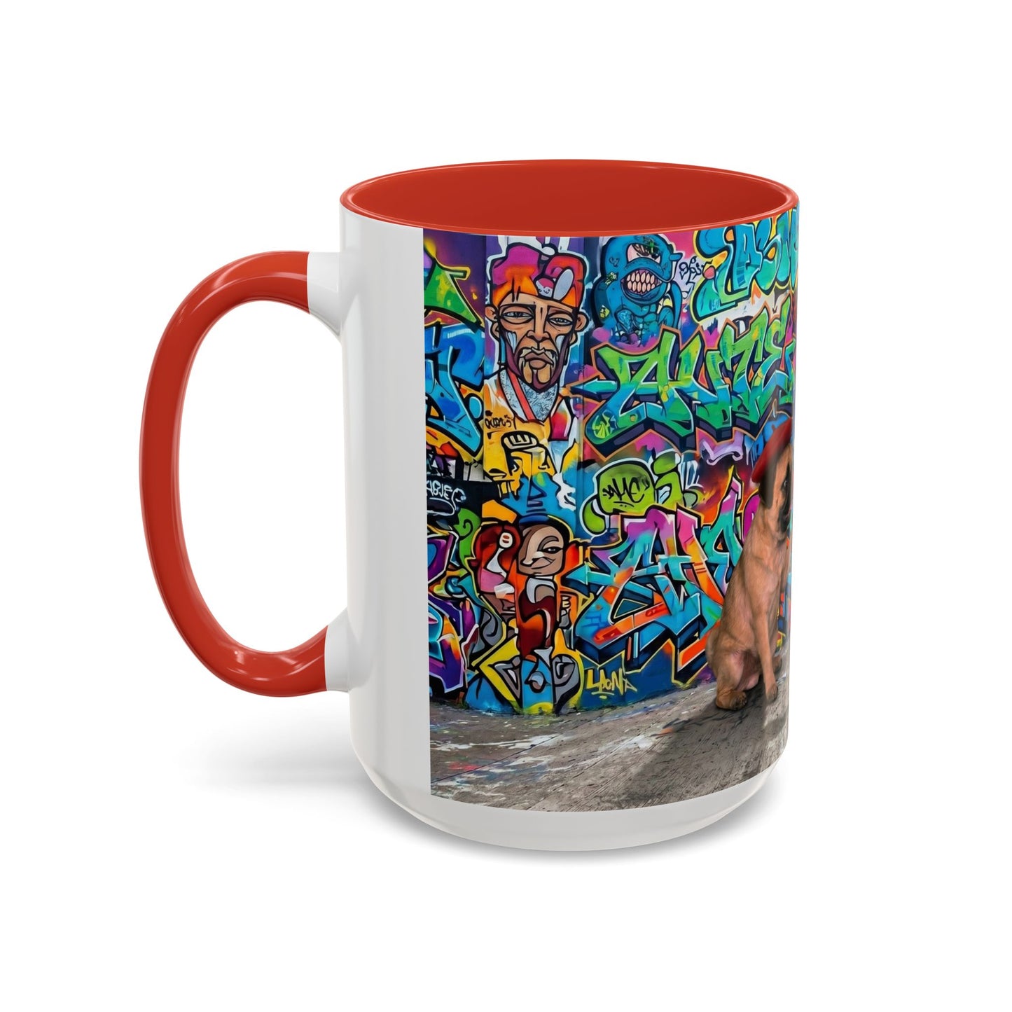 Graffiti Pug Coffee Mug — Colorful Street Art Accent Mug (11/15oz)