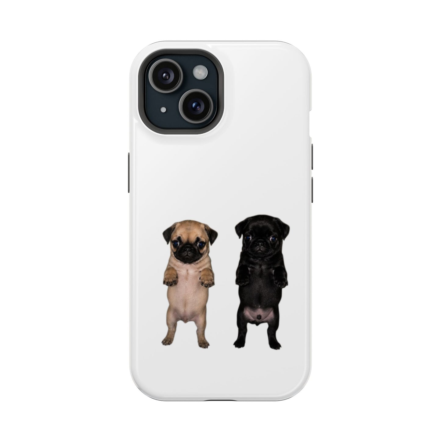 Cute Standing Pug Duo Magnetic Impact-Resistant Phone Case