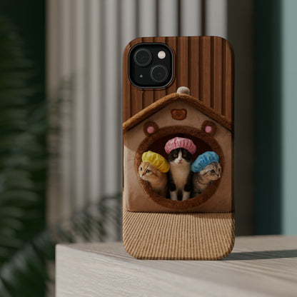 Cute Kittens in Cozy House Phone Case — Magnetic Impact-Resistant Case