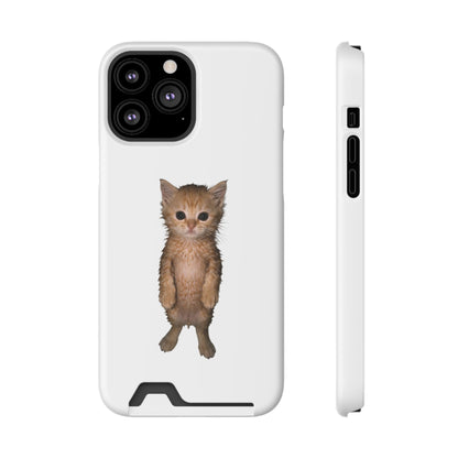 Cute Standing Kitten Phone Case with Card Holder