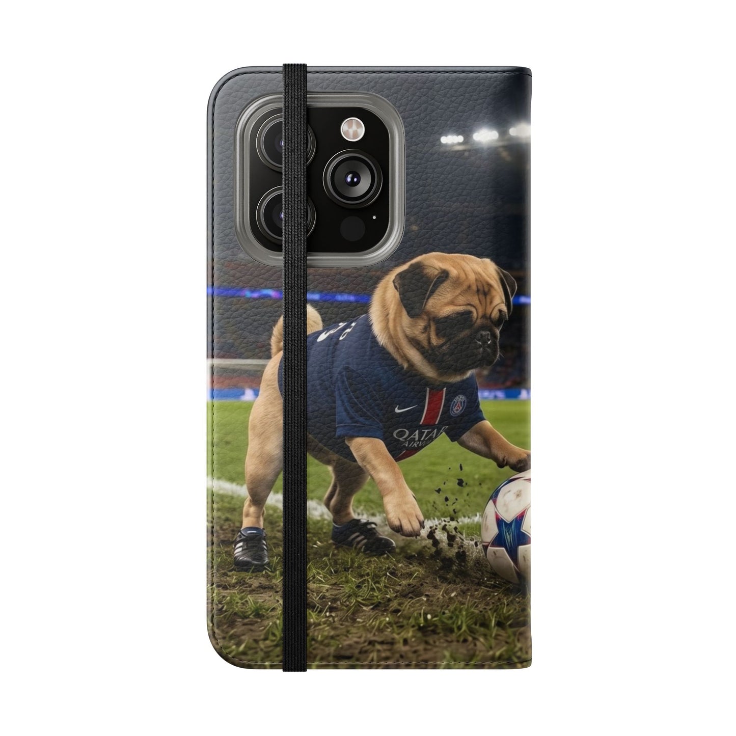 Flip Phone Case — Cute Soccer Pugs Design Wallet Cover