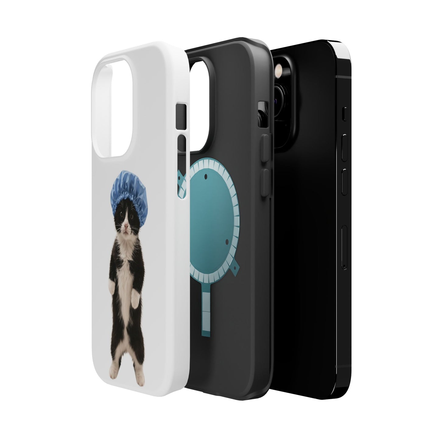 Cute Cat in Shower Cap Magnetic Impact-Resistant Phone Case