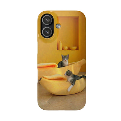Cat Cozy Phone Case – Cute Kittens in Yellow Living Room Snap Case