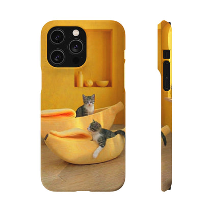 Cat Cozy Phone Case – Cute Kittens in Yellow Living Room Snap Case