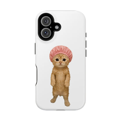 Cute Kitten in Shower Cap Magnetic Impact-Resistant Phone Case