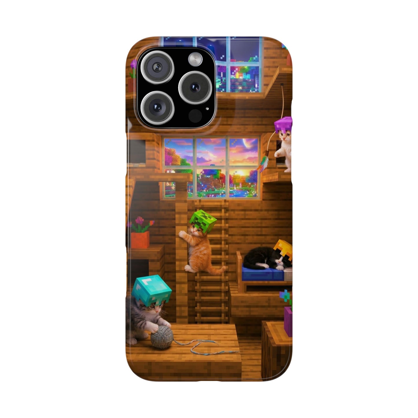 Minecraft Cozy Treehouse Slim Phone Case — Gamer Pixel Cabin Design