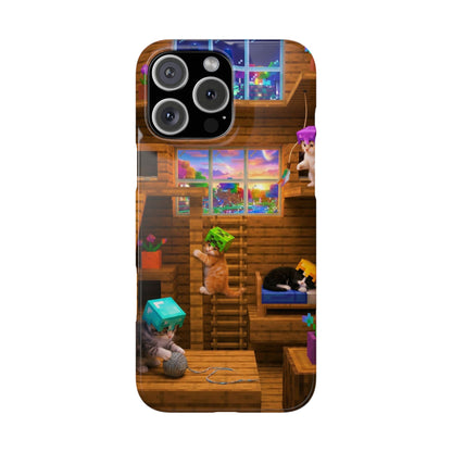 Minecraft Cozy Treehouse Slim Phone Case — Gamer Pixel Cabin Design
