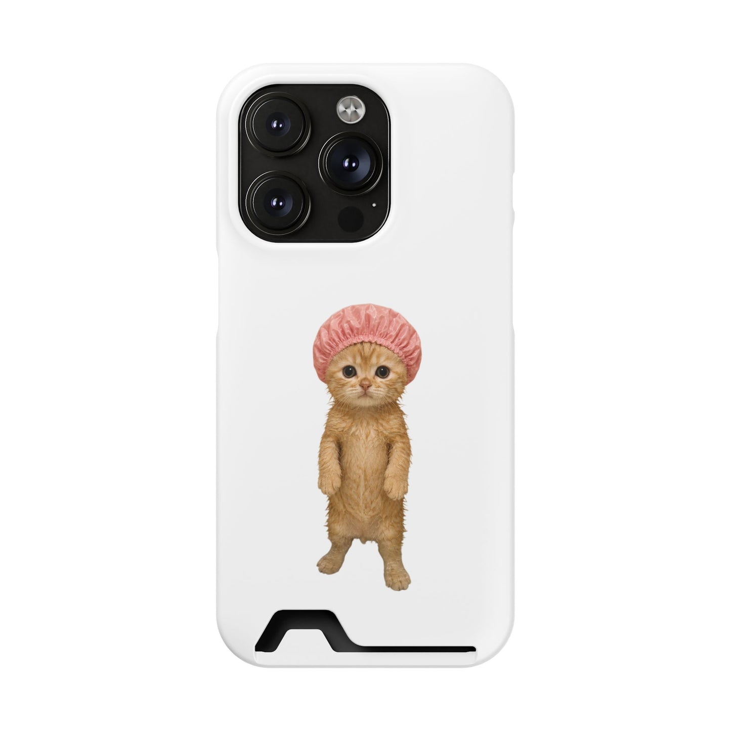 Cute Cat Shower Cap Phone Card Case