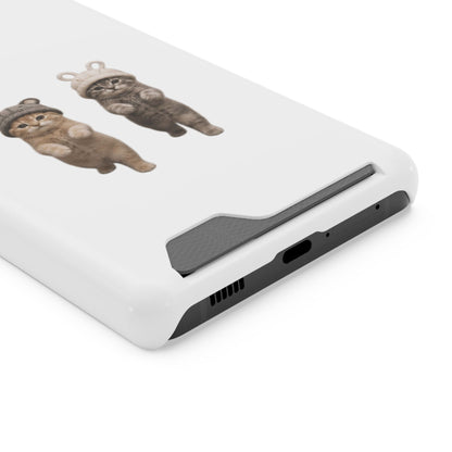Kawaii Cats with Bear & Bunny  Cute Cat Duo Phone Card Case