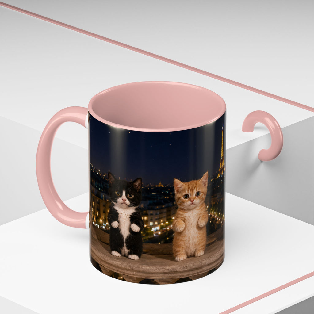 Paris Kittens Coffee Mug — Cute Cat Nightscape Accent Mug (11/15 oz)