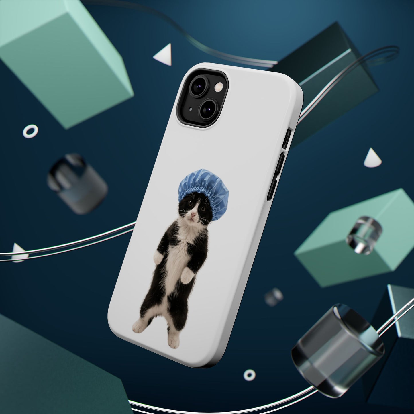 Cute Cat in Shower Cap Magnetic Impact-Resistant Phone Case
