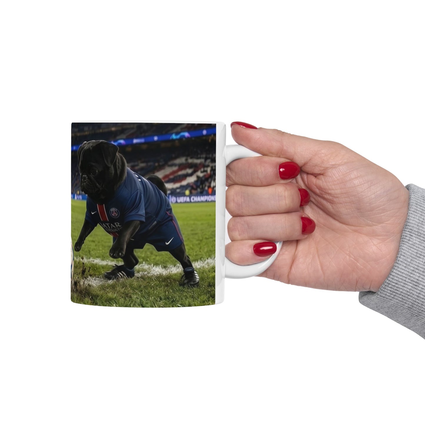 Soccer Pups Ceramic Mug — Cute Dogs Playing Football (11oz/15oz)
