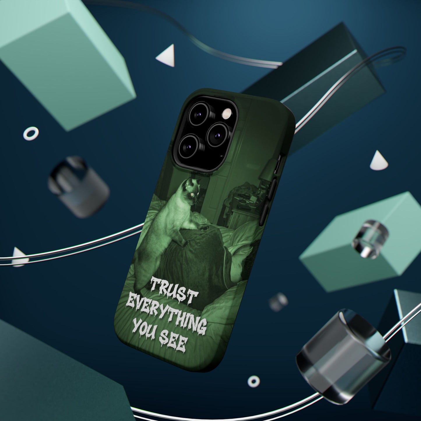 Phone Case 'Trust Everything You See' Green Dog Photo Magnetic Impact-Resistant Case