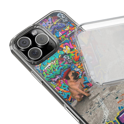 Clear Phone Case — Colorful Graffiti Pugs Design