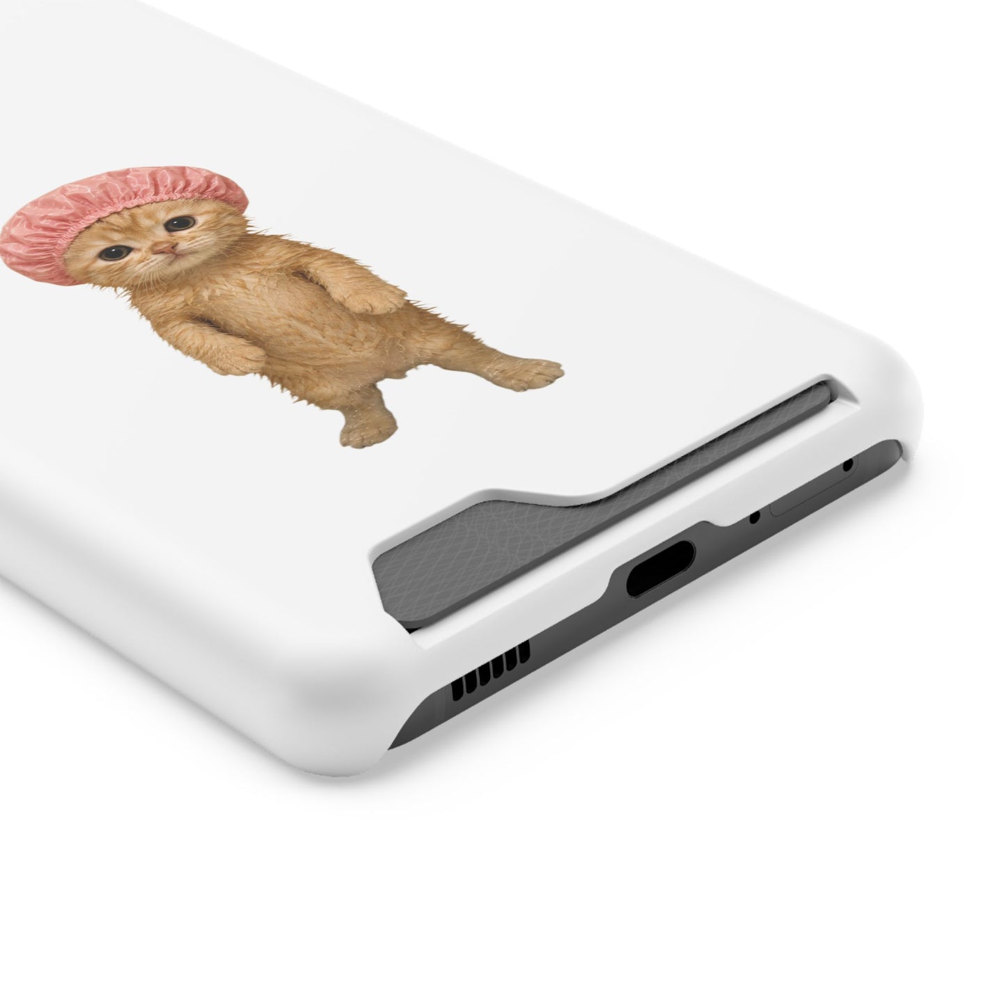 Cute Cat Shower Cap Phone Card Case