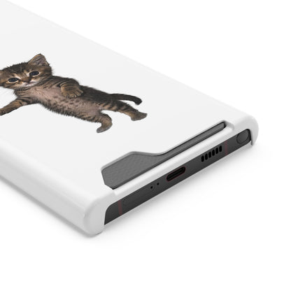 Cute Standing Kitten Phone Case with Card Holder