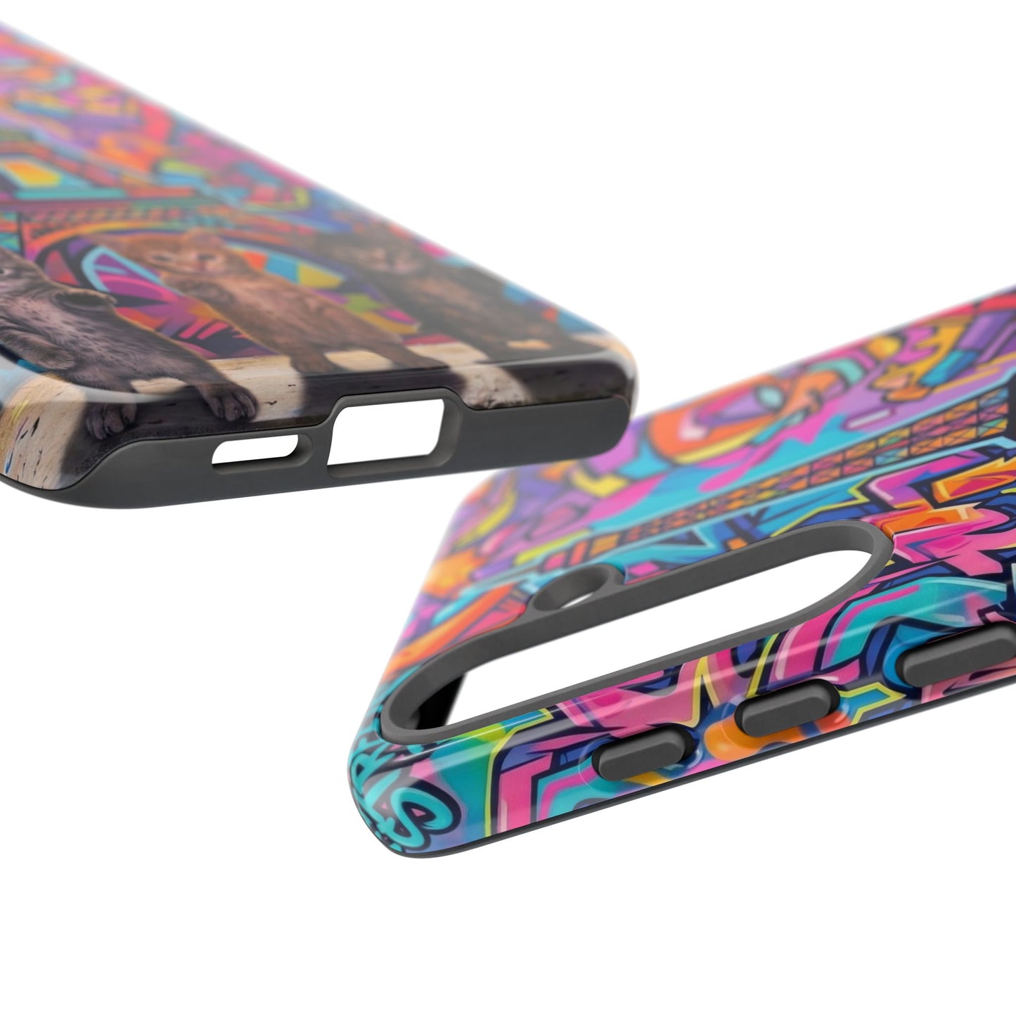 Cat Graffiti Eiffel Phone Case — Colorful Urban Parisian iPhone Cover